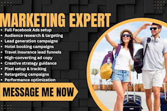 run converting facebook ads, travel insurance leads, hotel booking leads