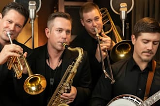 record pro brass horn section trumpet, saxophone, trombone, banjo for country