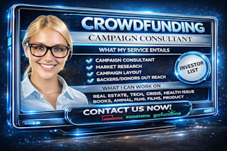 manage and promote crowdfunding campaign create consultant kickstarter