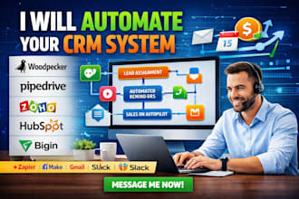 configure CRM automation woodpecker pipedrive zoho hubspot bigin lead assignment