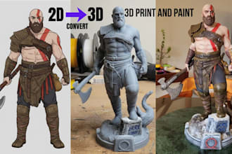 convert 2d to 3d toy 3d figures, figurine from picture and images to 3d printing