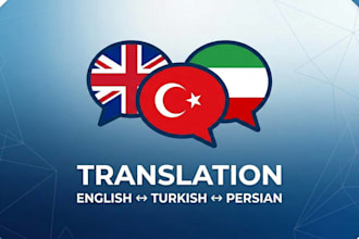 translate english,turkish and persian professionally