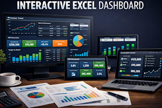 create automated tracker dashboard, excel interactive dashboard KPI tracker