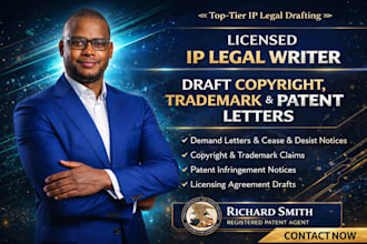 draft copyright, trademark and patent letters as a professional IP legal writer