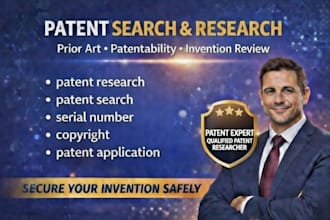 write and draft utility patent and do your patent search or patentability search