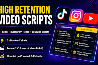 voi scrie scenarii  pentru tiktok, reels si short