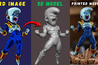 convert 2d to 3d printable model stylized 3d character design 2d to 3d model