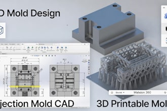 create 3d mold design ,injection mold cad product design and 3d printable molds