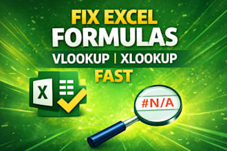 fix excel formulas, vlookup, xlookup and errors