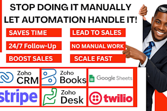 setup zoho crm books desk ringcentral twilio sms google sheets stripe automation
