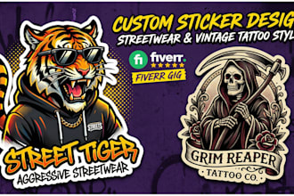 design modern urban mascot and streetwear stickers