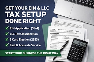 apply for ein, complete llc tax setup with s corp election form ss4 2553
