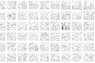 create cute children coloring book illustrations for kids