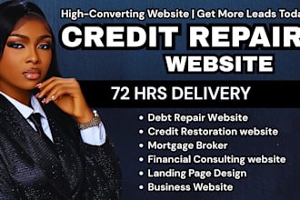 design credit repair website finance, loan website credit repair landing page