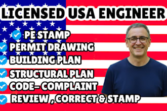 stamp ca structural letter for permit, review rejected plan as licensed engineer