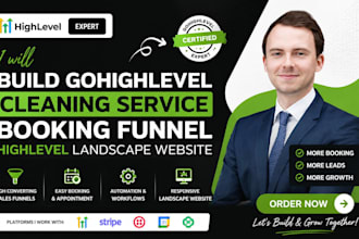 build gohighlevel cleaning service booking funnel highlevel landscape website