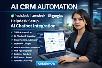 set up freshdesk zendesk nimble freshsales gorgias CRM automation ai chatbot