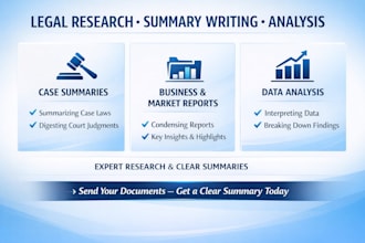 professional research and summaries for legal, academic
