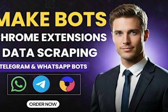 make a custom chrome extension, telegram, whatsapp bot web scraping using python