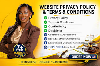 draft US compliant privacy policy and website terms and conditions pages