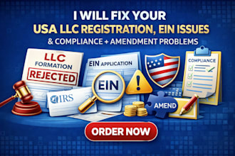 fix your USA llc registration ein issues compliance and amendment problems