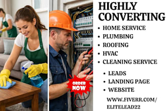 generete home services roofing  hvac cleaning services leads and build website