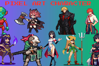 design 8bit 16bit pixel art character icons objects rpg game assets and props