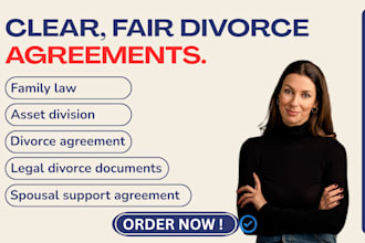 draft divorce settlement, and separation agreement to help you separate peaceful
