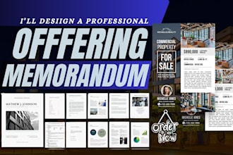 design commercial real estate offering memorandum, pitch deck, booklet flyer ppm