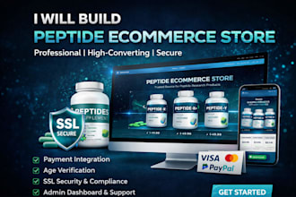 build peptide website research peptide website with payment integration