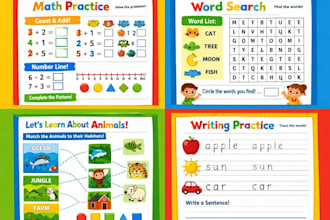 create kids worksheets, activity ebook and educational colouring book for KDP