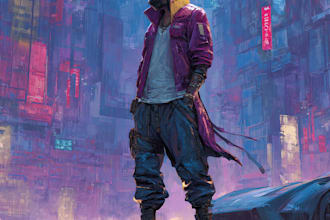 design cyberpunk and fantasy character splash art
