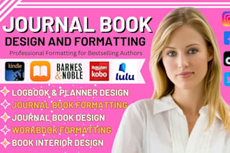 do journal formatting, journal design, workbook formatting, book layout design