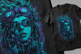 create t shirt illustration cyberpunk style