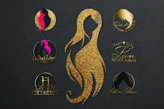 design hair extension logo feminine beauty hair salon
