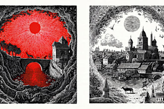 create stunning linocut or woodcut style illustrations