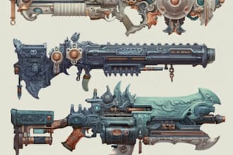 high quality weapon concept art for gaming and more