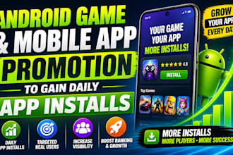 mobile app promotion, app install ios and android game promotion, app marketing