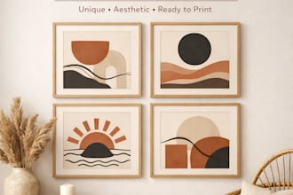design printable minimal abstract wall art or line art