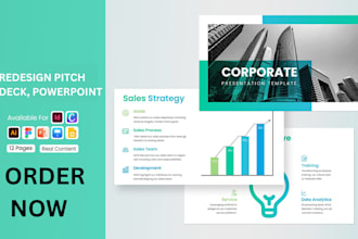 design redesign pitch deck, powerpoint presentation and real estate presentation