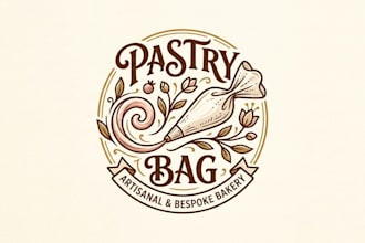 design a creative and eye catching pastry bag logo for your brand