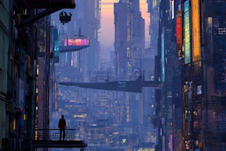 do cyberpunk scifi futuristic city no ai use