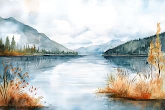 draw a watercolor landscape illustration