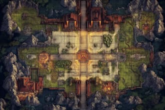 illustrate fantasy map and rpg battle map design for dnd and ttrpg