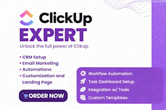 setup clickup automation workflow, crm, dashboard and project management system