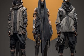 design stunning sci fi, cyberpunk, fantasy characters