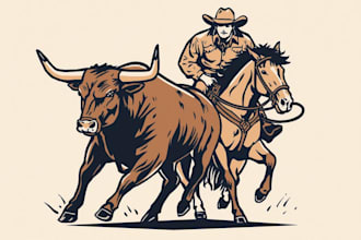western bull and horse rodeo logo
