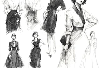 create a gorgeous fashion illustration in my style