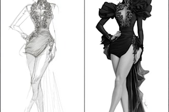 make fabulous women fashion design sketch illustration