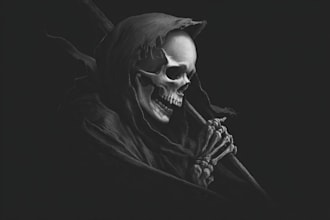 create a skull, skeleton or grim reaper illustration